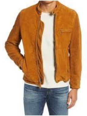 Vintage B.U.M. Equipment orange suede leather jacket size X-Large